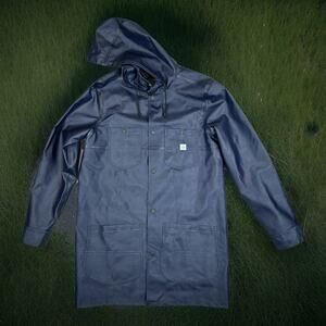 Lee X Stutterheim Stockholm Raincoat Hooded Navy Blue Men’s Size L Made Poland